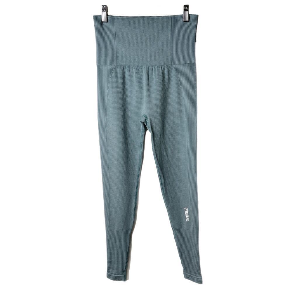 Gymshark Women's Power Down Leggings S Light Blue Seamless High Rise Ribbed Knit